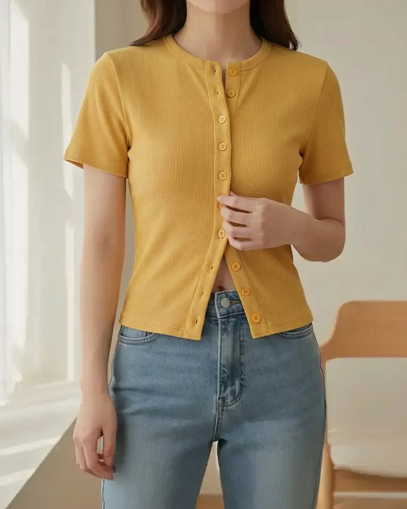 Damen Kurzmantel Aus Baumwollmix Mit Rundhalsausschnitt