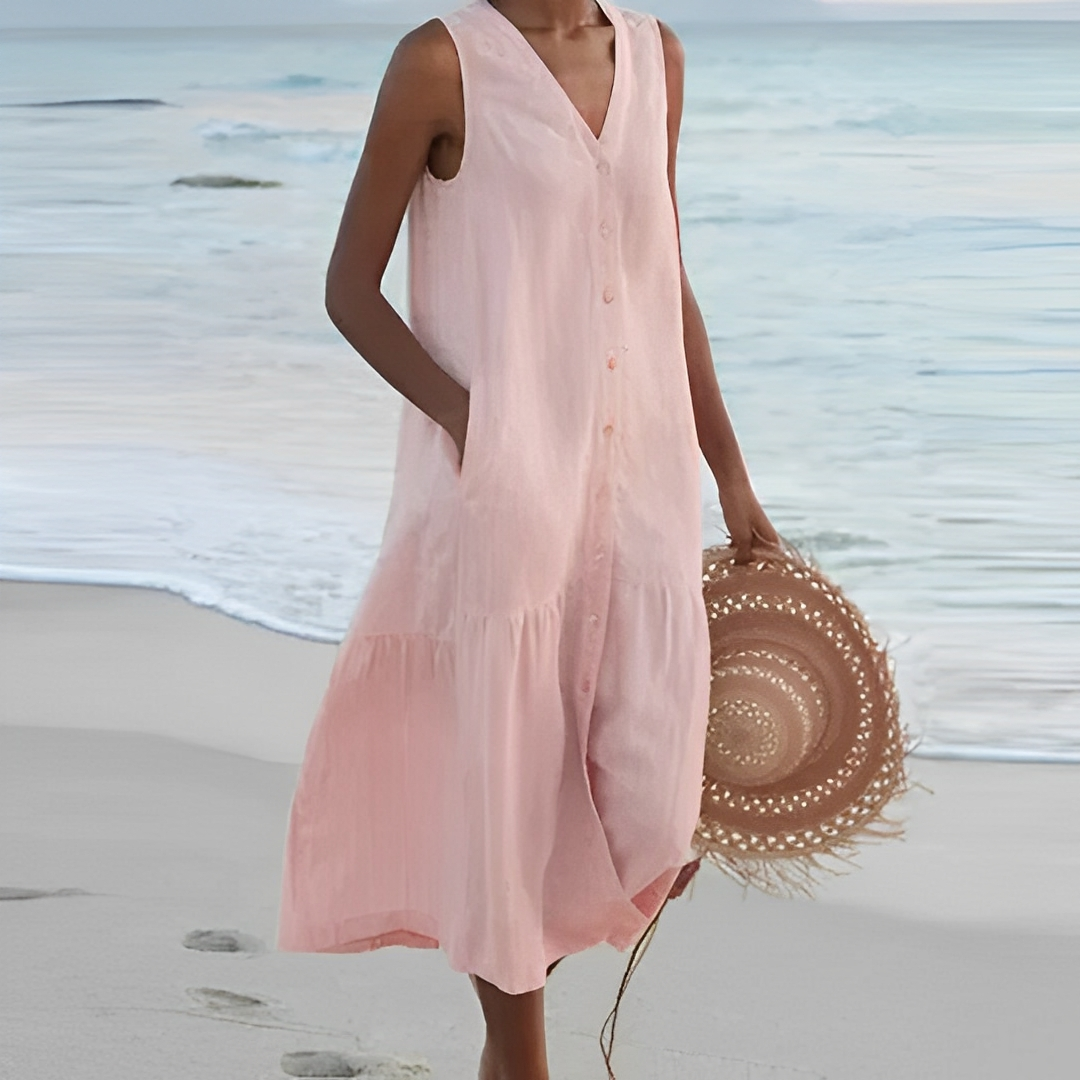 Einfaches Leinen-Sommerkleid für Damen