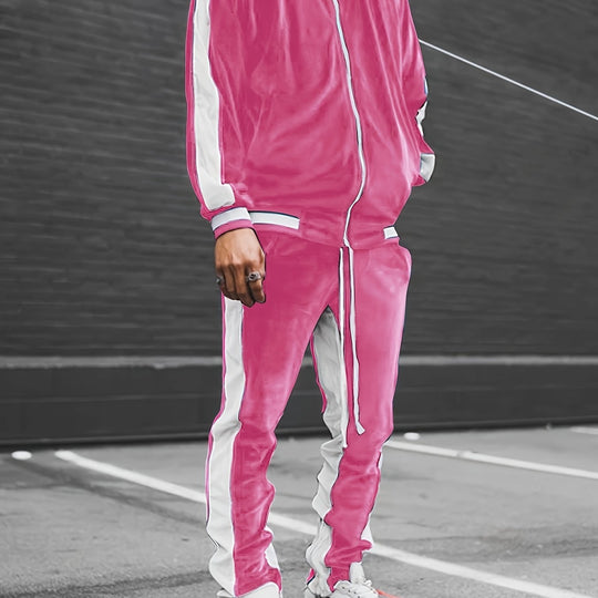 Zweiteiliger Trainingsanzug mit Reißverschluss und Kontraststreifen für Herren