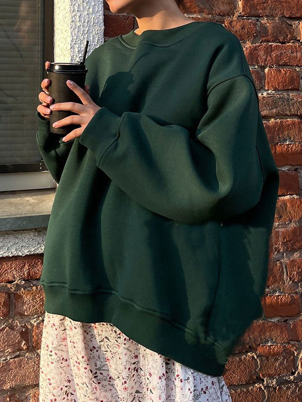 Damen Sweatshirt Locker Mit Rundhalsausschnitt