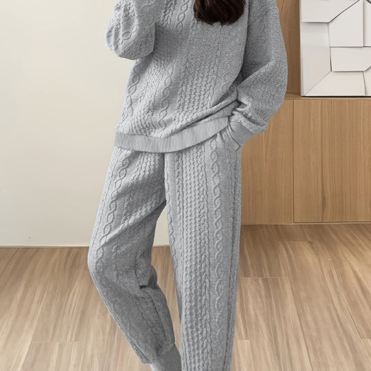Zweiteiliges Strickset mit Zopfmuster für Damen