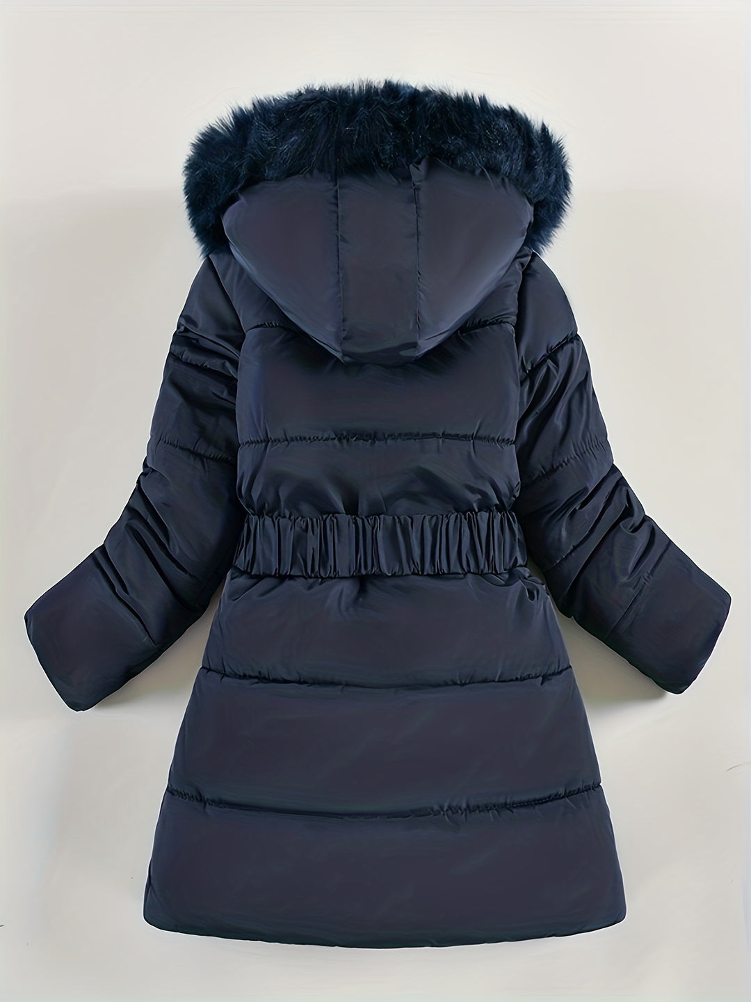 Gesteppte Winterjacke mit Kapuze und Gürtel für Damen