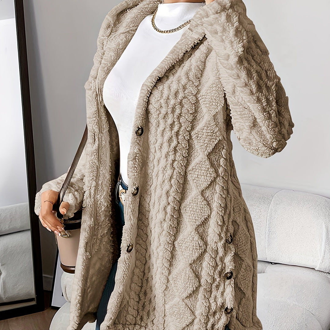 Lässiger Teddy-Mantel mit Knöpfen für Damen