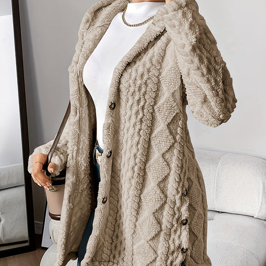 Lässiger Teddy-Mantel mit Knöpfen für Damen