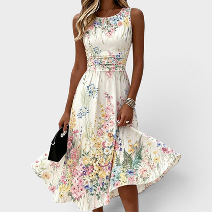 Ärmelloses Midi-Kleid im A-Linien-Schnitt mit Blumenmuster