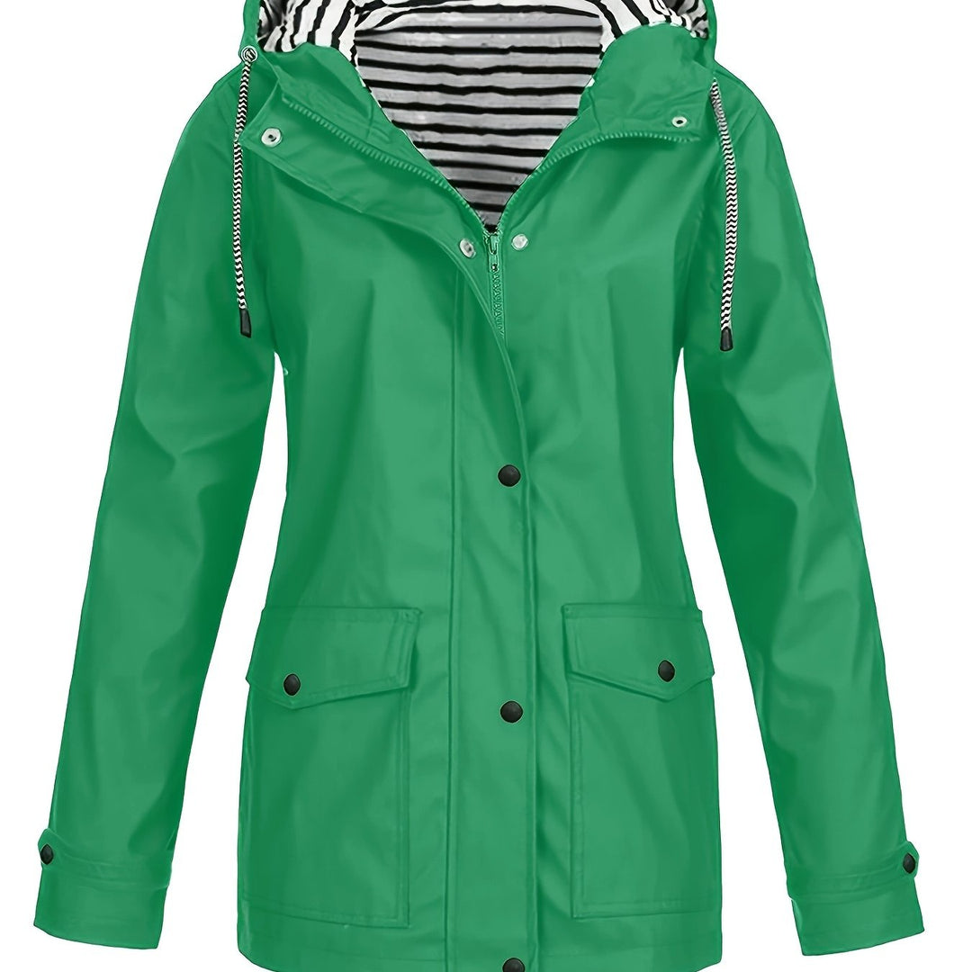 Gestreifte Jacke mit Kapuze und Reißverschluss für Damen