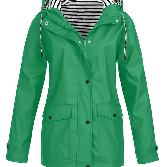 Gestreifte Jacke mit Kapuze und Reißverschluss für Damen