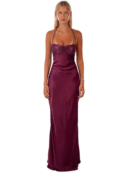 Fließendes Maxikleid in Rosa und Lila