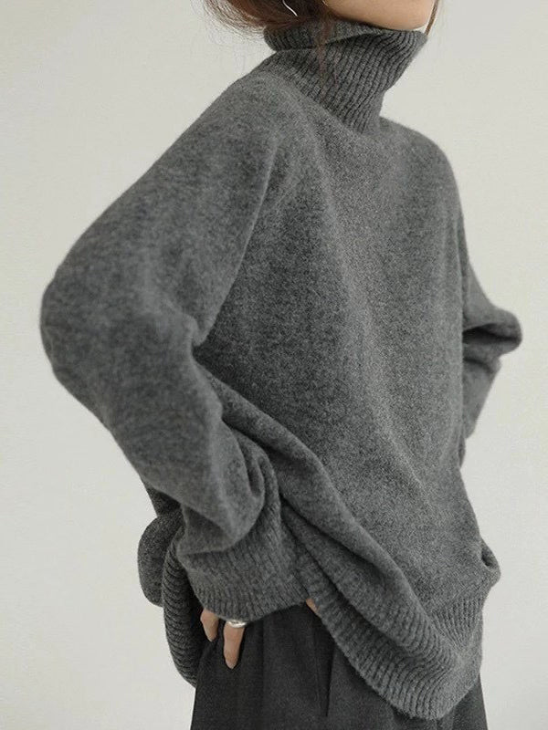 Damen Rollkragenpullover Mit Lockerem Schnitt