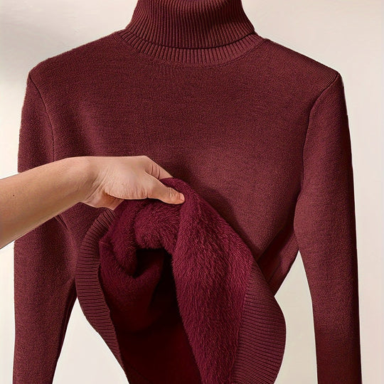 Rollkragen Pullover in Unifarbe für Damen