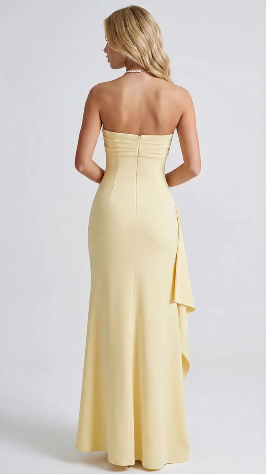 Trägerloses gerafftes Bodycon-Maxi-Kleid