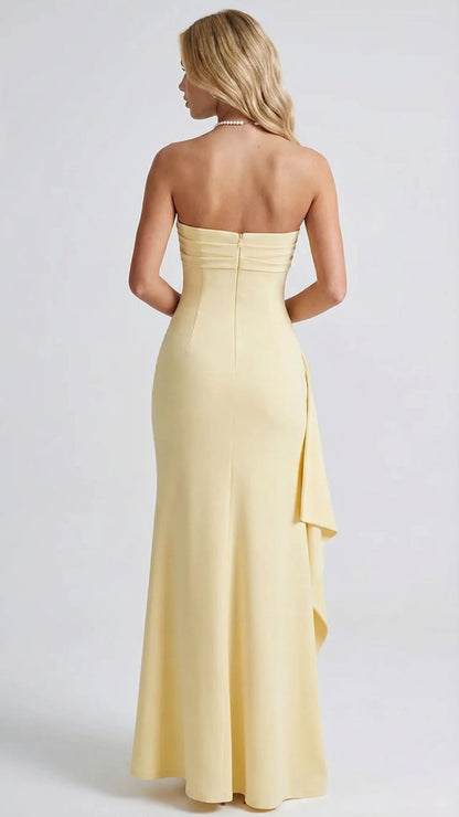 Trägerloses gerafftes Bodycon-Maxi-Kleid