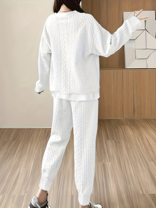 Zweiteiliges Strickset mit Zopfmuster für Damen