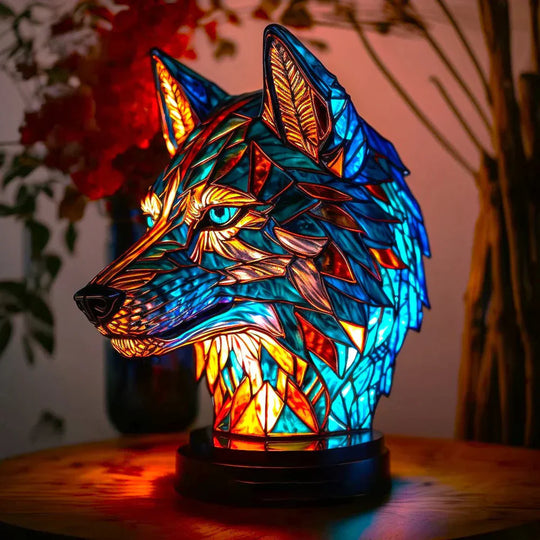 Kunstvolle Tier-Tischlampe mit Buntglaseffekt