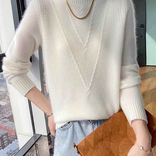 Strickpullover mit Stehkragen und Strukturmuster für Damen