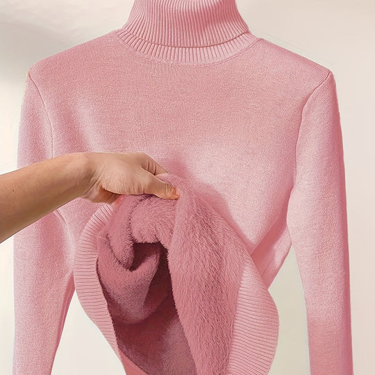 Rollkragen Pullover in Unifarbe für Damen