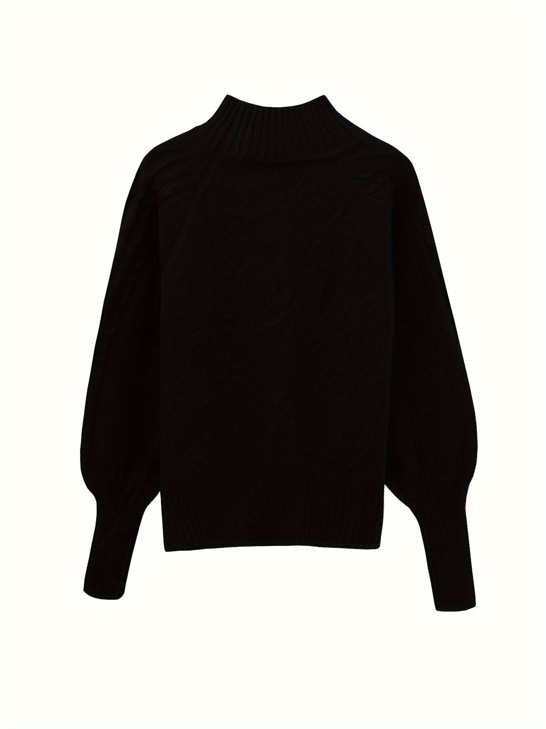 Damen Strickpullover Mit Zopfmuster Und Hohem Kragen