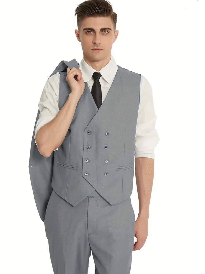 Herren Anzug Dreiteilig Mit Blazer Weste Und Hose