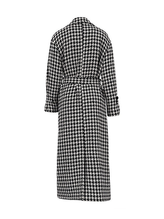 Damen Hahnentritt Trenchcoat Mit Bindegürtel