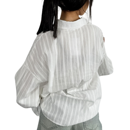 Gestreifte Bluse mit bindbaren Manschetten für Damen