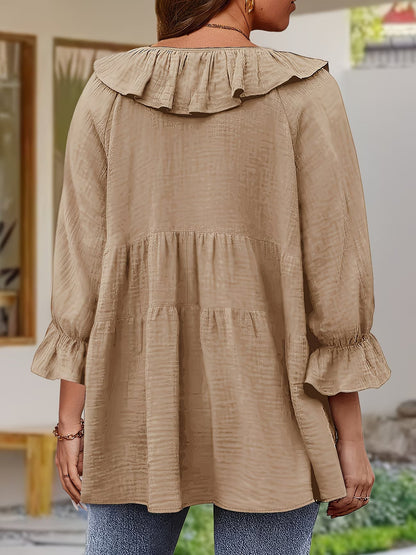 Elegante Bluse mit Rüschensaum am Ausschnitt für Damen
