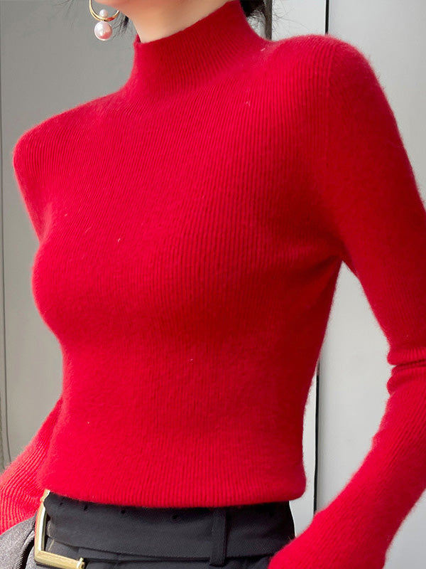 Damen Strickpullover Mit Halbhohem Kragen Und Schmalem Schnitt