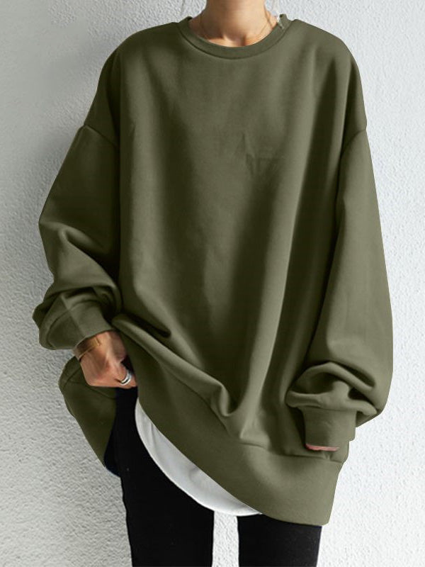 Damen Sweatshirt Mit Rundhalsausschnitt Und Lockerer Passform