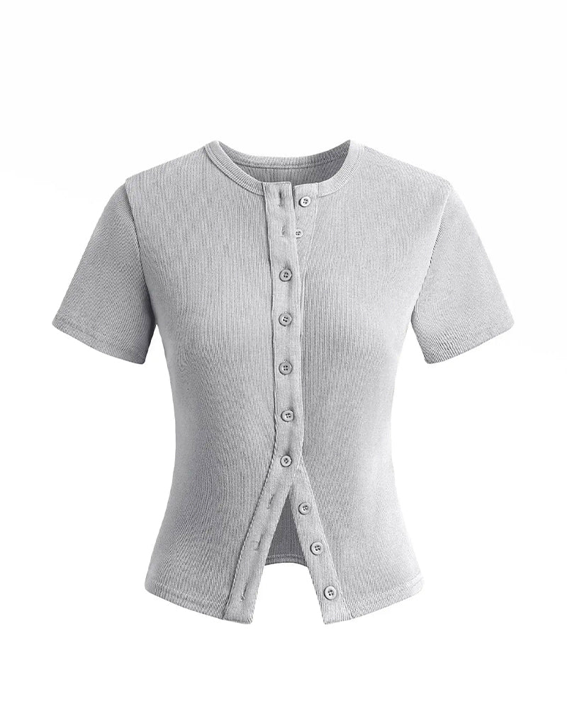 Damen Kurzmantel aus Baumwollmix mit Rundhalsausschnitt als Detailaufnahme des Ausschnitts