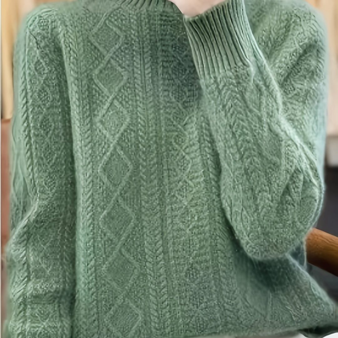 Zopfmuster Pullover mit Stehkragen für Damen