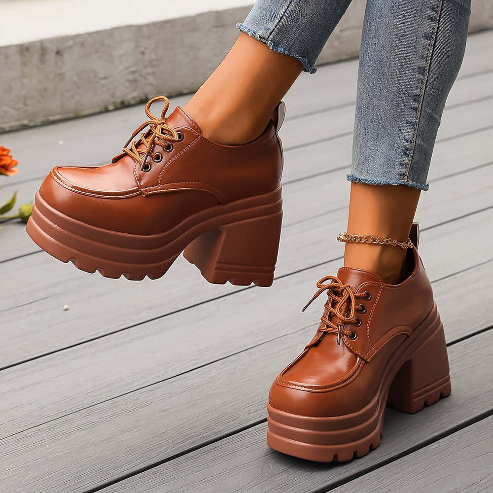 Damen Plateauschnürschuhe Im Retro Design