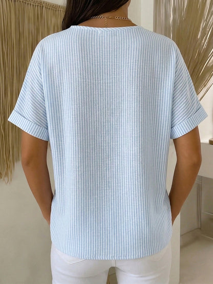 Farbbeständige gestreifte leichte Bluse