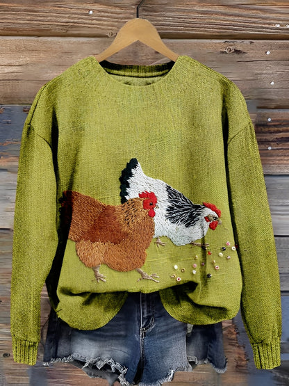 Warmer Damenpullover aus Wolle mit Print