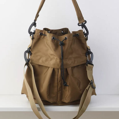 Nylon Kordelzug-Beuteltasche mit abnehmbarem Griff und Schultergurt