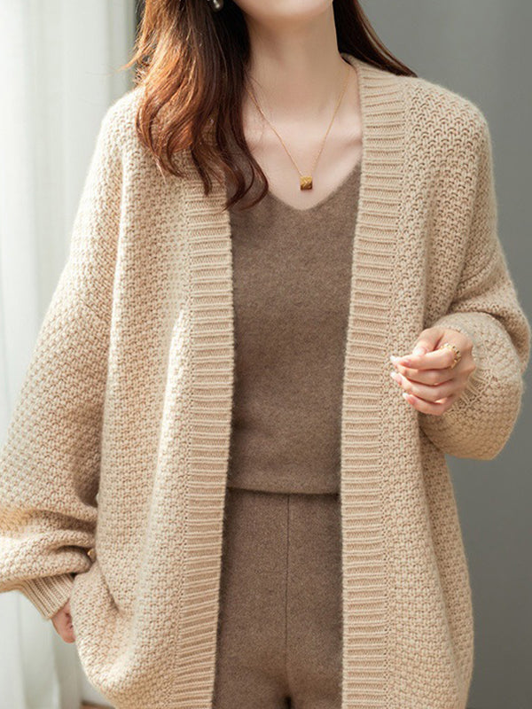 Damen Strickjacke Mit Lockerem Schnitt Und Einfarbigem Design