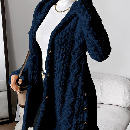 Lässiger Teddy-Mantel mit Knöpfen für Damen