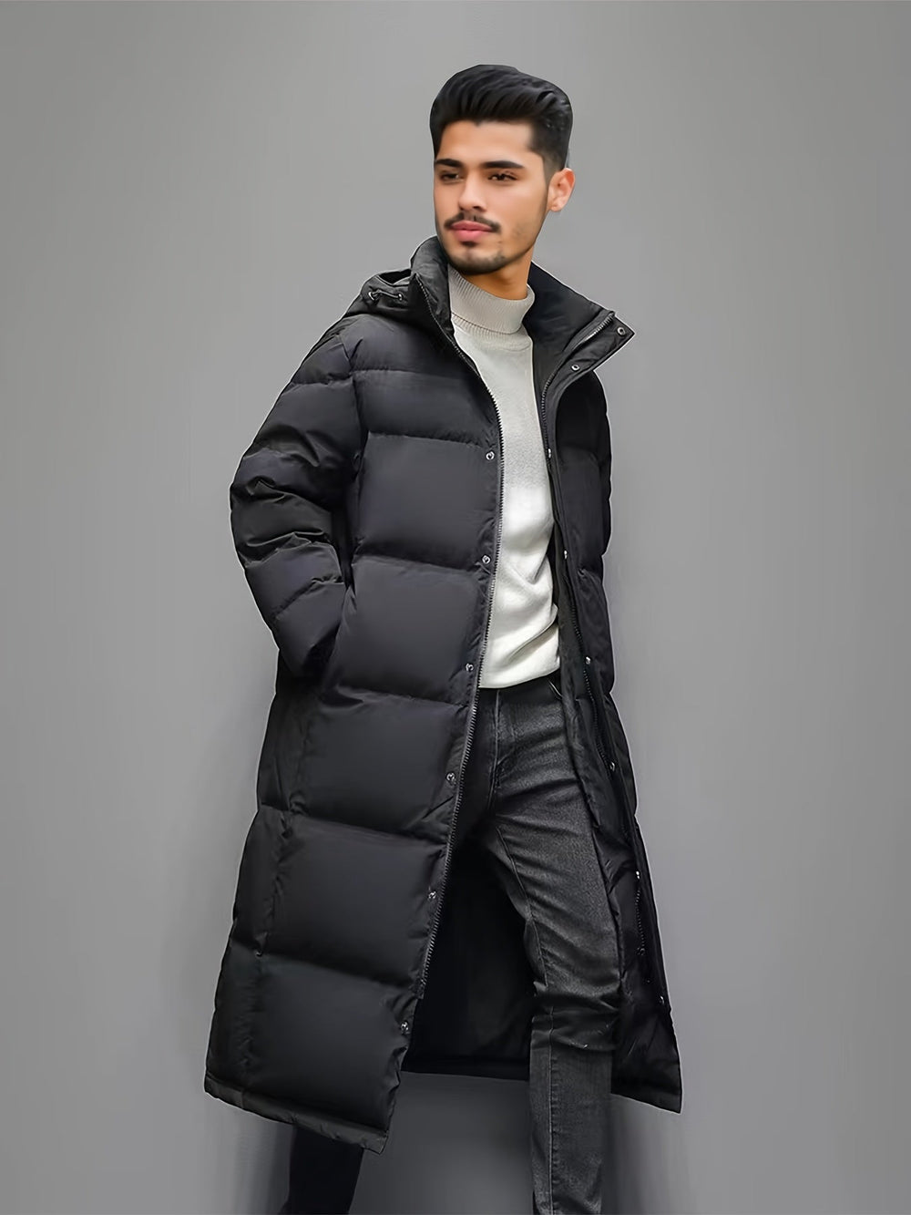 Herren Puffermantel Mit Kapuze Und Klassischem Design