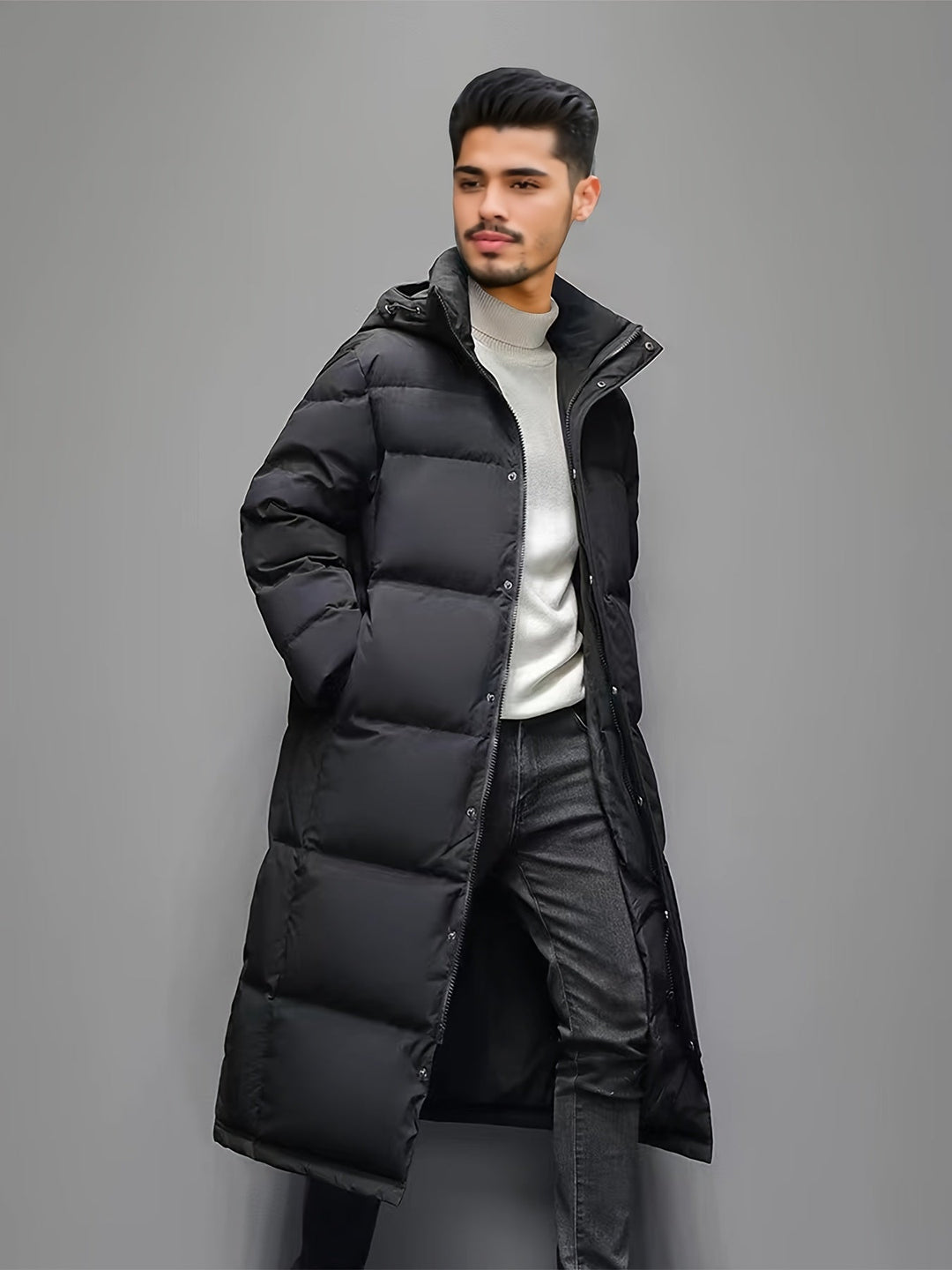 Herren Puffermantel Mit Kapuze Und Klassischem Design