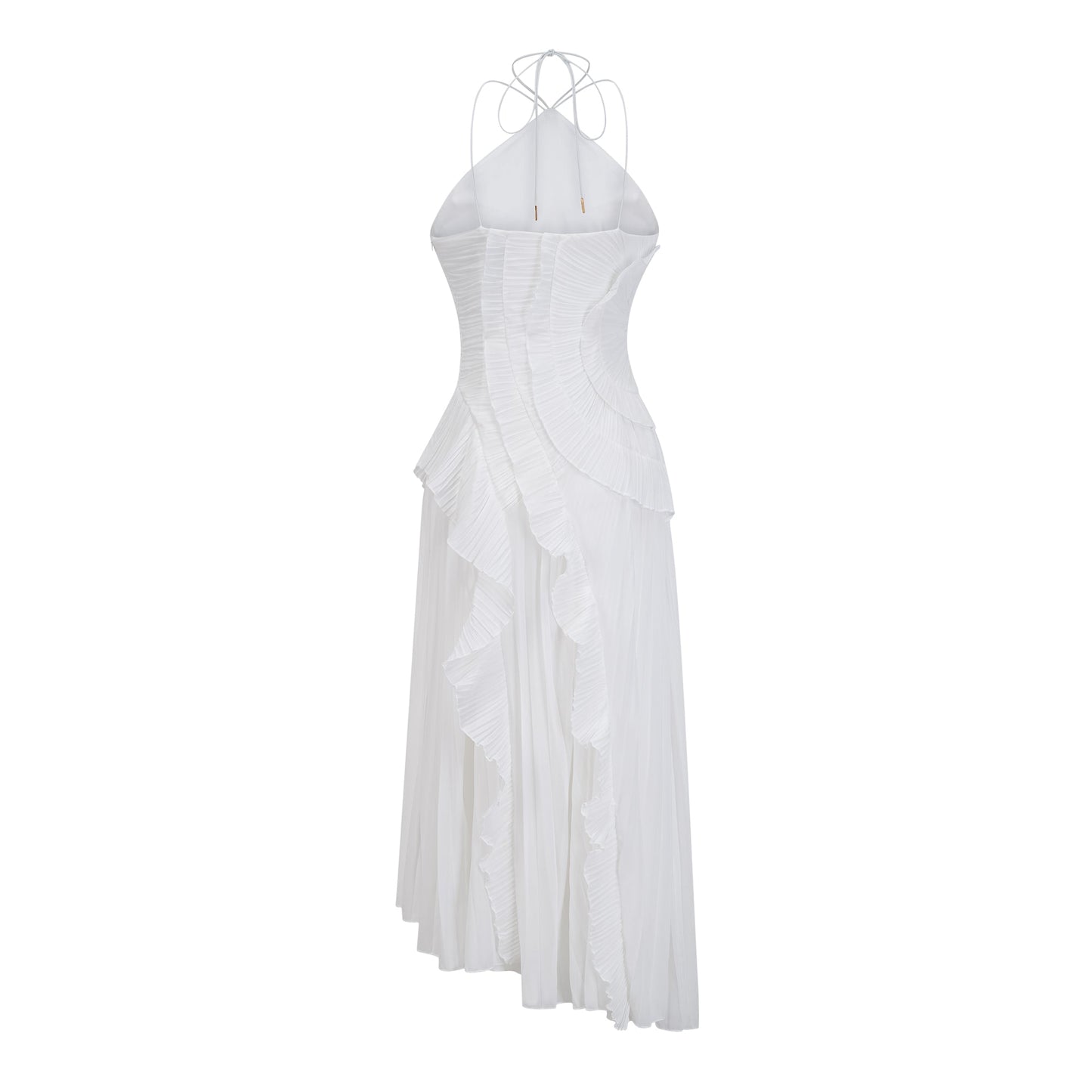 Tea Rose Weißes Midikleid mit Falten für Damen