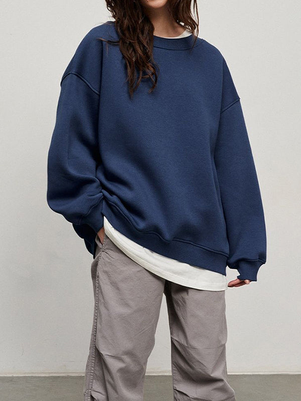 Damen Sweatshirt Locker Mit Rundhalsausschnitt