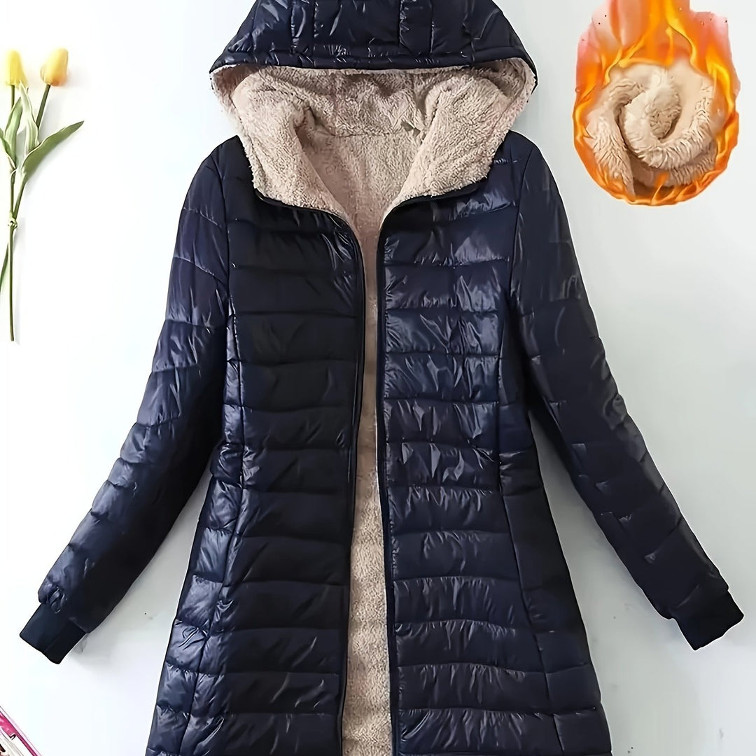Steppjacke mit Kapuze und Reißverschluss für Damen