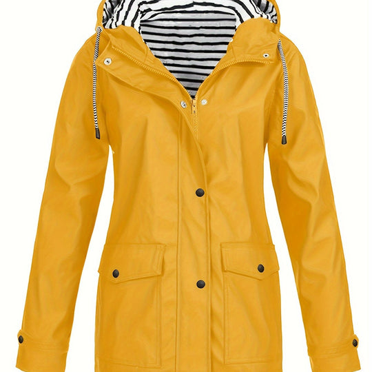 Gestreifte Jacke mit Kapuze und Reißverschluss für Damen