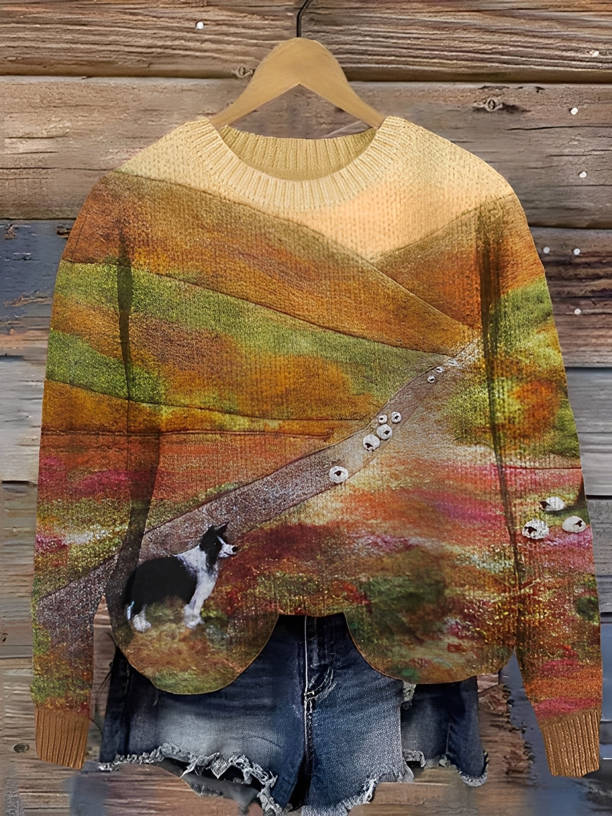 Warmer Damenpullover aus Wolle mit Print
