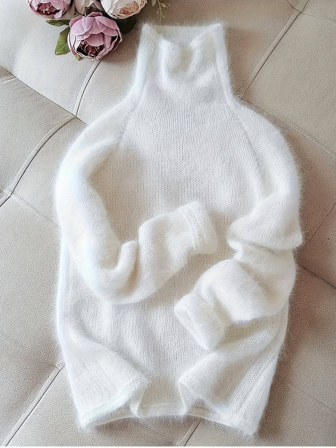 Rollkragenpullover in einfarbigem Design für Damen