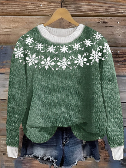 Warmer Damenpullover aus Wolle mit Print