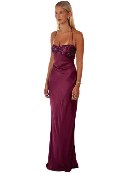 Fließendes Maxikleid in Rosa und Lila
