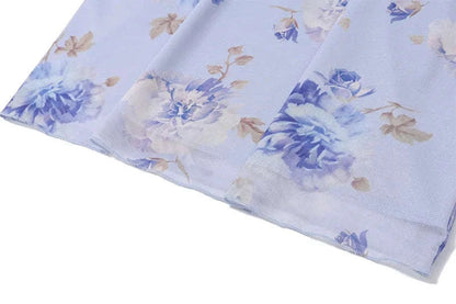 Florales Maxikleid mit tiefem V-Ausschnitt und offenem Rücken Sommerkleid