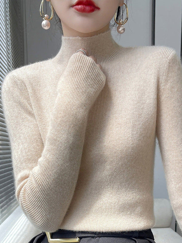 Damen Strickpullover Mit Halbhohem Kragen Und Schmalem Schnitt