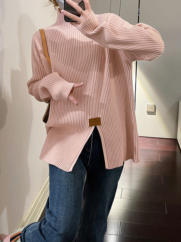 Damen Strickpullover Mit Lockerem Schnitt Und Stehkragen