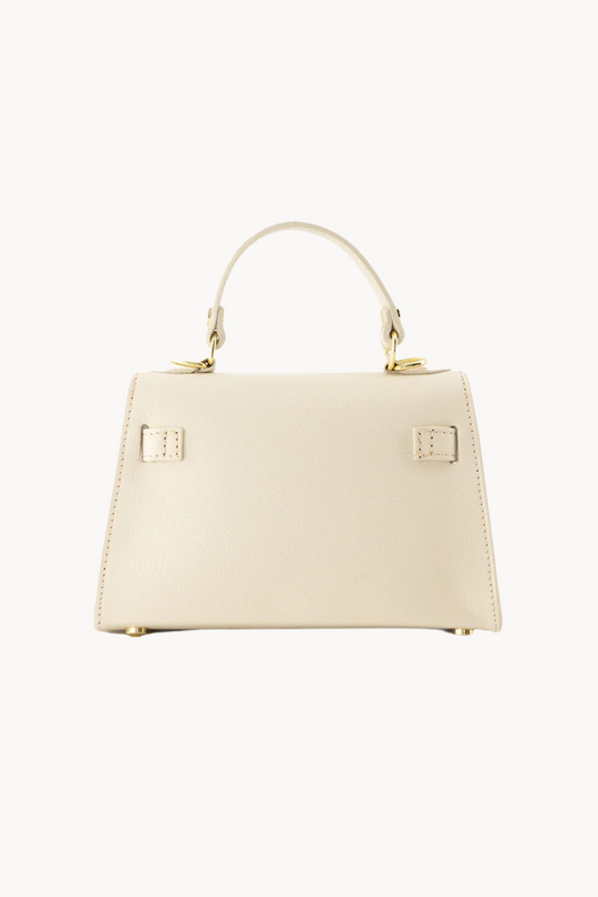 Kalie Ivory | Elegante Mini Handtasche aus veganem Leder mit Goldverschluss für Damen