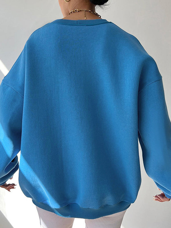 Damen Sweatshirt Mit Rundhalsausschnitt Und Lockerem Schnitt